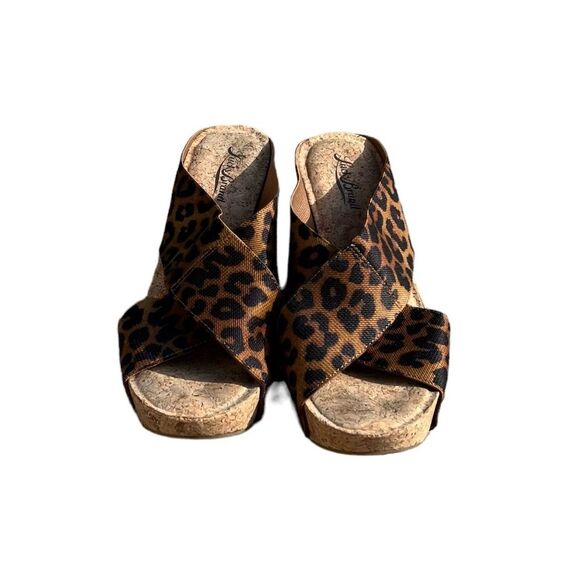 Lucky Brand Leopard Print Wedge Sandals - Picture 3 of 9